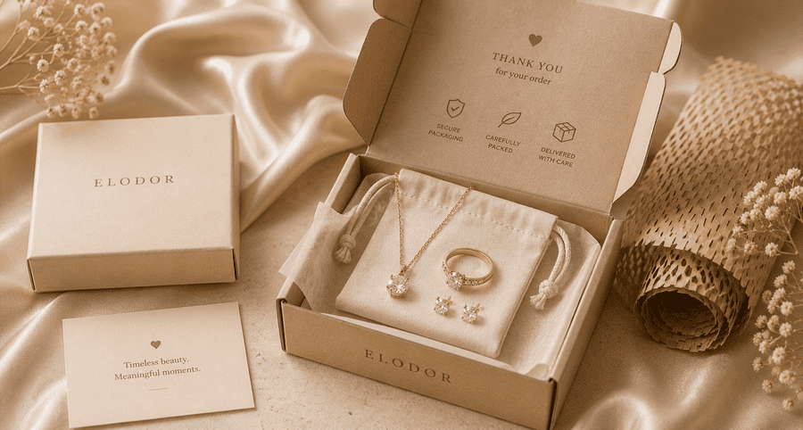 Luxury jewelry gift box prepared for secure delivery