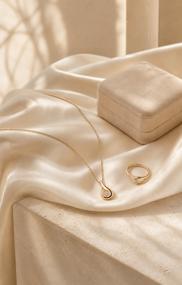 Fine jewelry design sketch and finished necklace