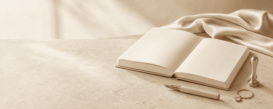 Luxury jewelry and order documentation on an elegant neutral desk